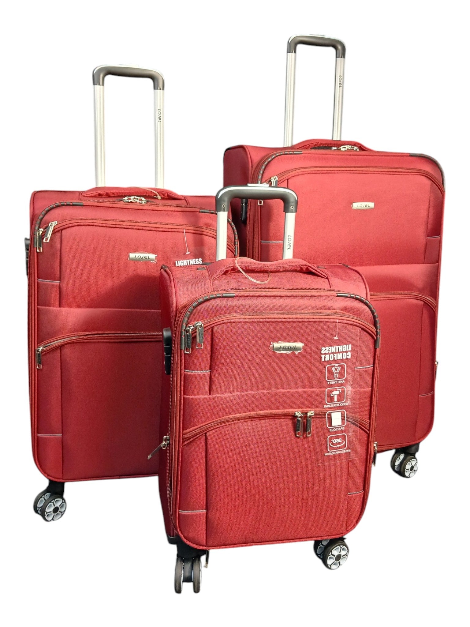 Logel Limitless Comfort 3-Piece Luggage Set – Premium Burgundy Soft Shell | Best Deal in Pakistan