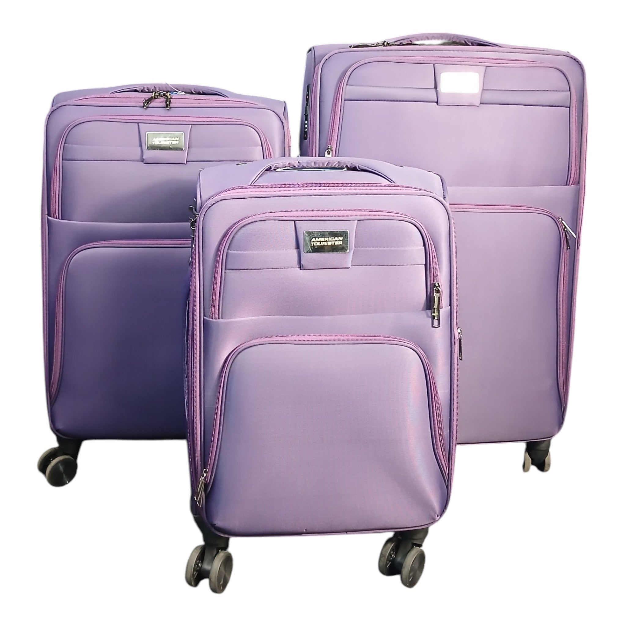 American Tourister 3-Piece Luggage Set – Premium Lilac Soft Shell | Best Deal in Pakistan
