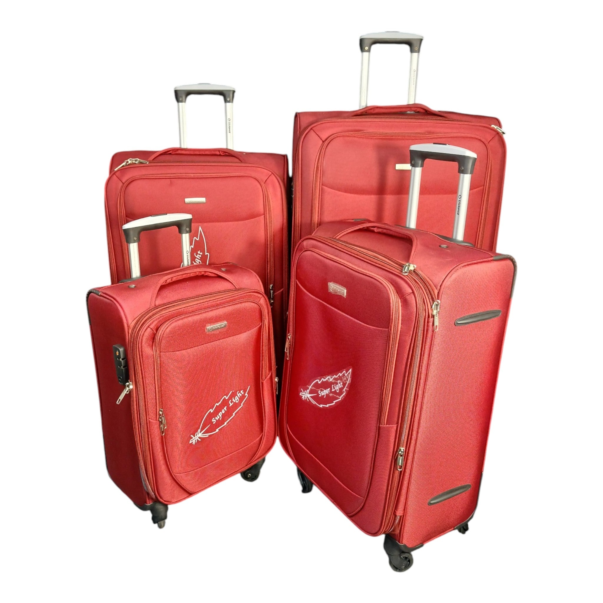 Diplomat Super Light 4-Piece Luggage Set – Premium Red Soft Shell | Best Deal in Pakistan