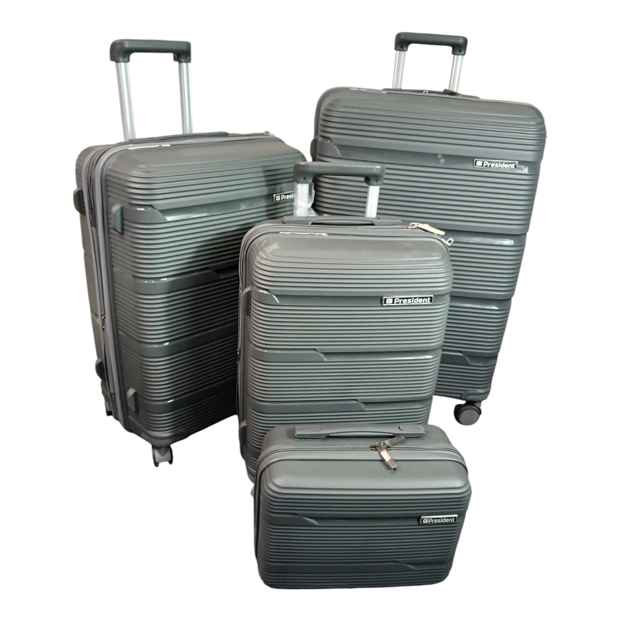 President 4-Piece Luggage Set – Premium Olive Grey Hard Shell | Best Deal in Pakistan