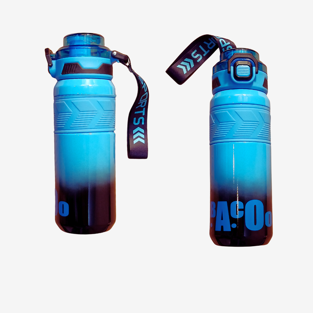 Sports Gradient Blue Water Bottle with Wrist Strap