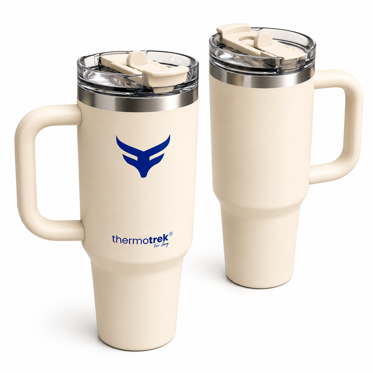 Thermotrek Handle Tumbler with Straw Lid – Cream