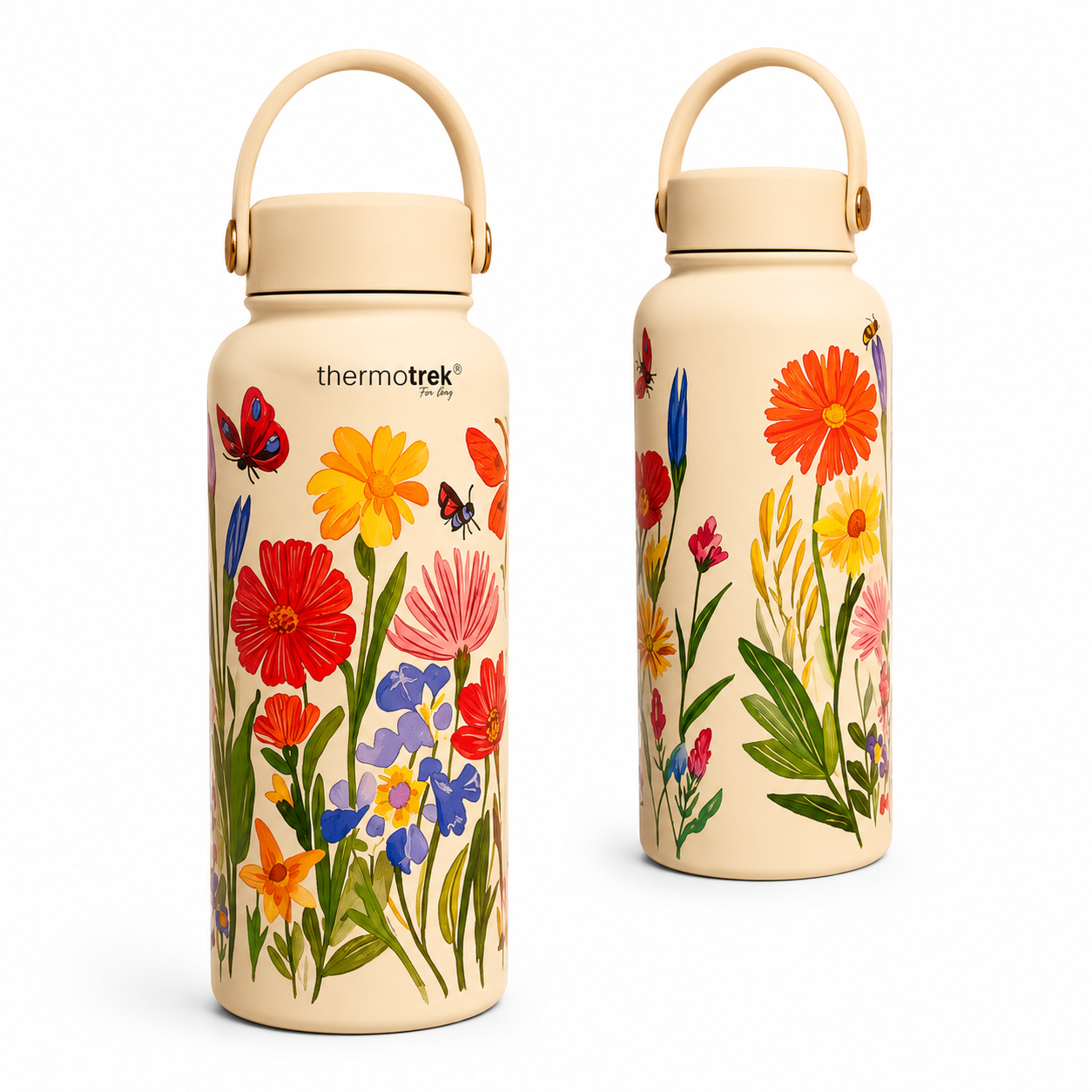 Thermotrek Wildflower Insulated Water Bottle – Cream